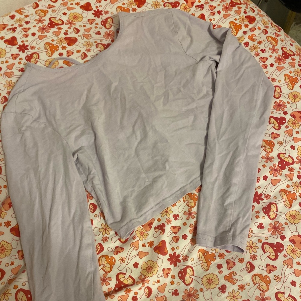 lilac h&m backless shirt with tie